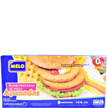 Carne para Hamburguesas Apanada 8 Unid 454g MELO